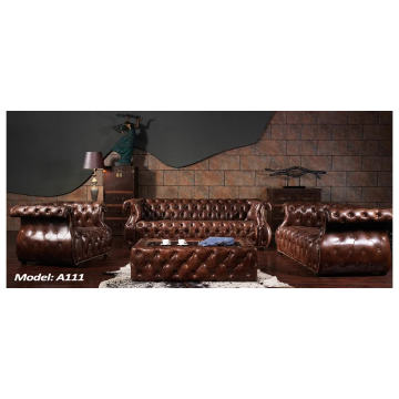 italy vintage style genuine leather chesterfield brown leather sofa
